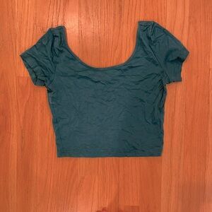 NWOT Teal short sleeve crop top